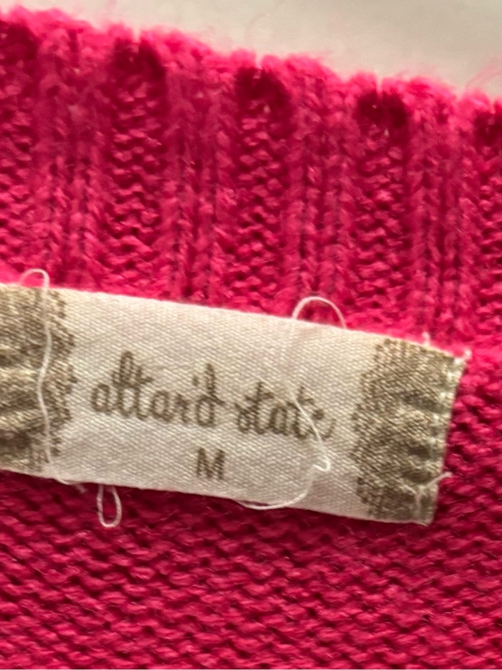 Altar'd State Hot Pink Cropped Crewneck Sweater with Floral Sleeve Details - Picture 3 of 4